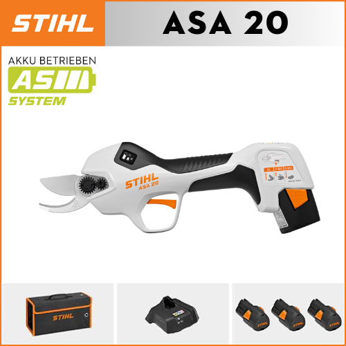 STIHL ASA20*1, batería de litio*3, caja de almacenamiento*1, cabezal de corte*1, cargador*1